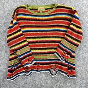Wildfox White Label Oversized Striped Sweater Sz XS Distressed